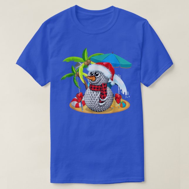 T-shirt Golf Christmas à July Summer Snowman Golfer (Design devant)