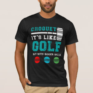 T-shirt Golf Croquet Jeu Ball Mallet Wickets Idées cadeaux