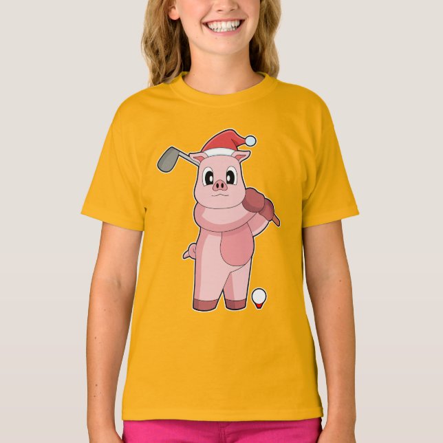 T-shirt Golf de Noël de porc (Devant)