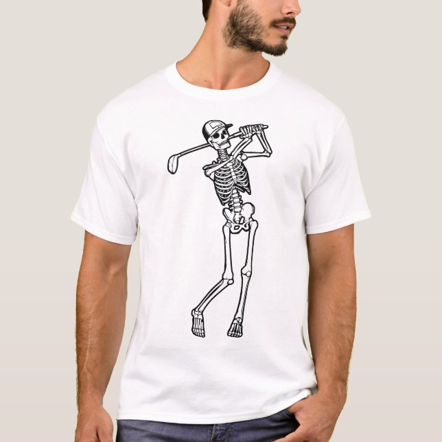 T-shirt Golf Funny Golf Skeleton jouer Golfer (Devant)