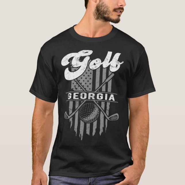 T-shirt Golf Georgia Fun American Flag State Golf (Devant)