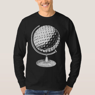 T-shirt Golf Globe Golf Ball Globe Dans Un Stand Golfer