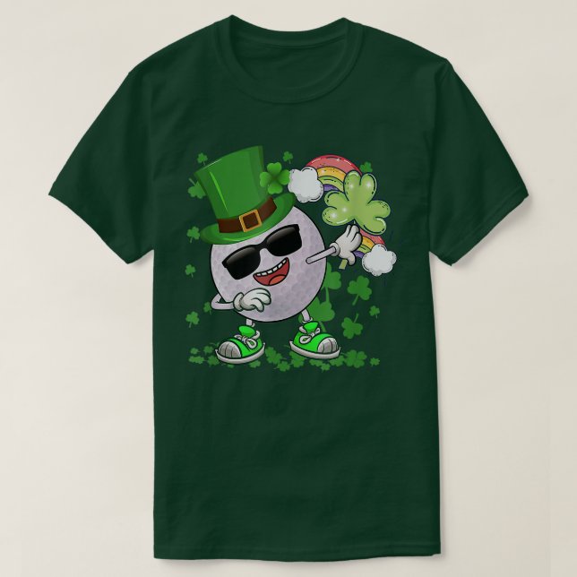 T-shirt Golf Leprechaun Dabbing Autour de Shamrock Gold St (Design devant)