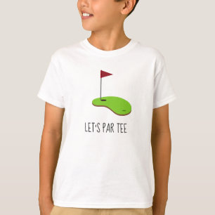 T-shirt Golf Let’s Par avec drapeau de golf sur vert blanc