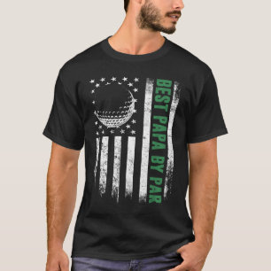 T-shirt Golf Lover Cadeau USA American Flag Best Papa By P