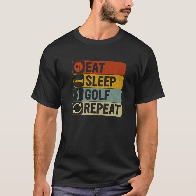 T-shirt Golf Men Retro 60s les années 70 Manger Sleep Golf (Devant)