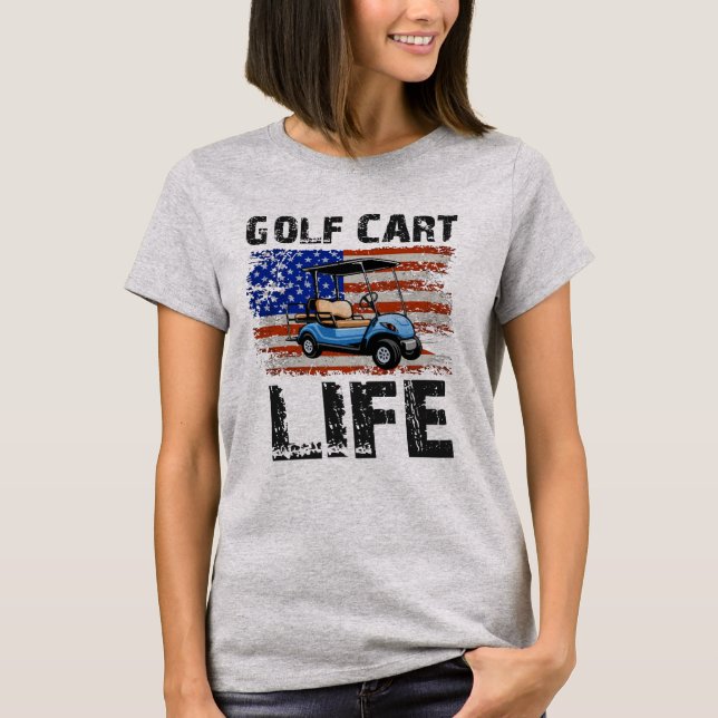 T-shirt Golf Panier Life Funny Golf Panier Avec Drapeau Us (Devant)