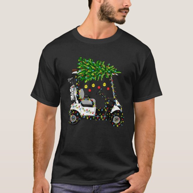 T-shirt Golf Panier Noël Arbre Lumières Noël Sport Golfeur (Devant)