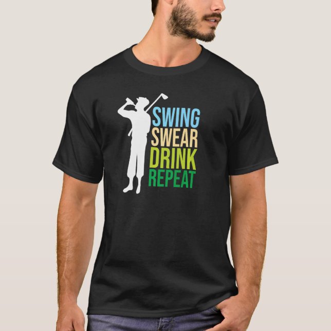 T-shirt Golf Pour Hommes Golf Swing Sweer Boire Aimer Répé (Devant)