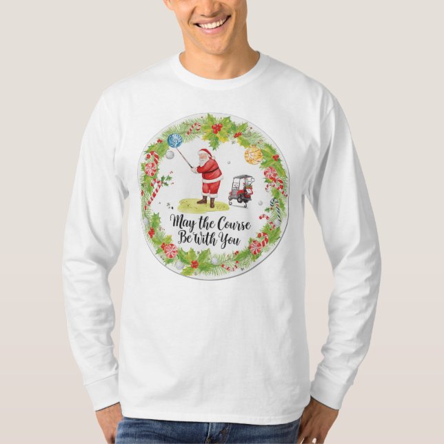 T-shirt Golf Que le parcours soit avec vous thème de Noël (Devant)