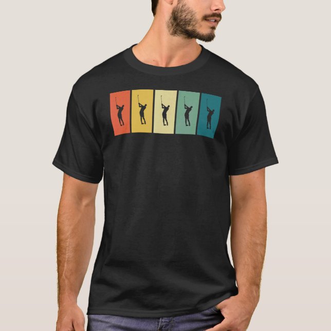 T-shirt Golf Retro Sunset Golf Player (Devant)