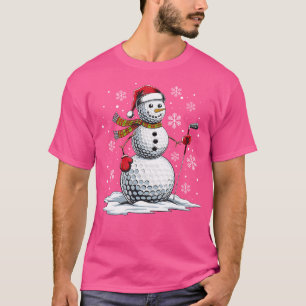 T-shirt Golf Snowman Golf Player Santa Hat Christmas Amusa