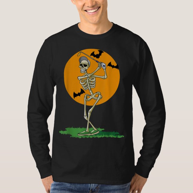 T-shirt Golf Squelette Halloween Hommes Golf Halloween Gol (Devant)