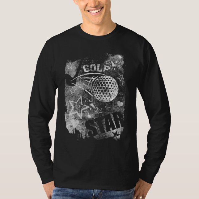 T-shirt Golf Star, Black Grunge Golf (Devant)