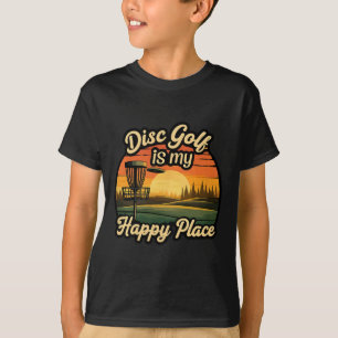 T-shirt Golf sur disque Mon endroit heureux Coucher de sol