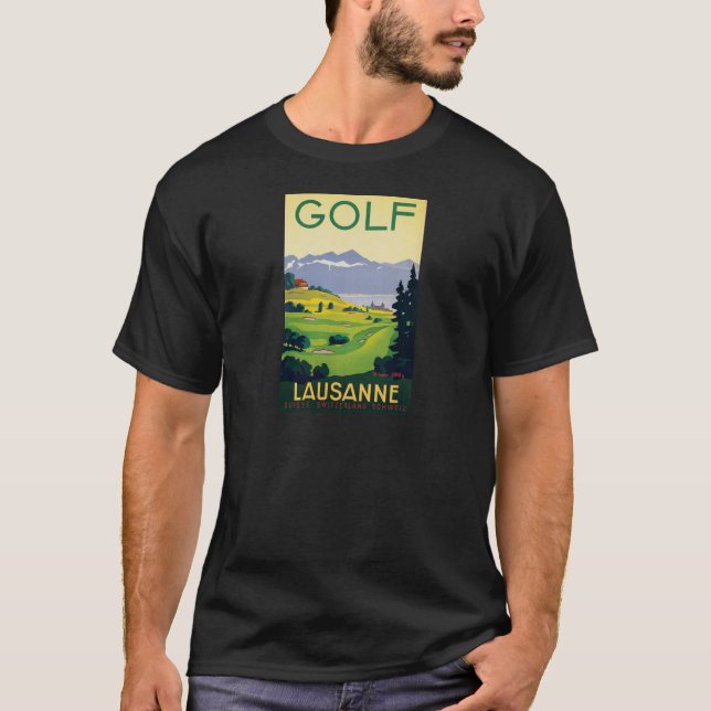 T-shirt Golf vintage Lausanne City Lac Suisse (Devant)