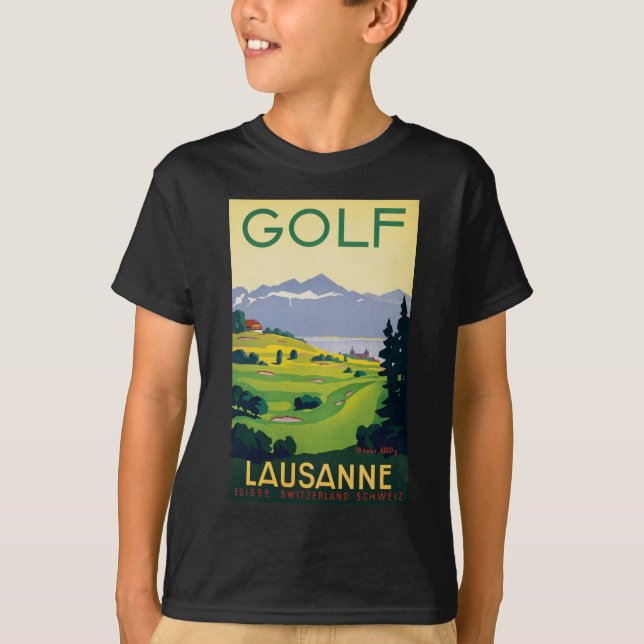 T-shirt Golf vintage Lausanne City Lac Suisse (Devant)