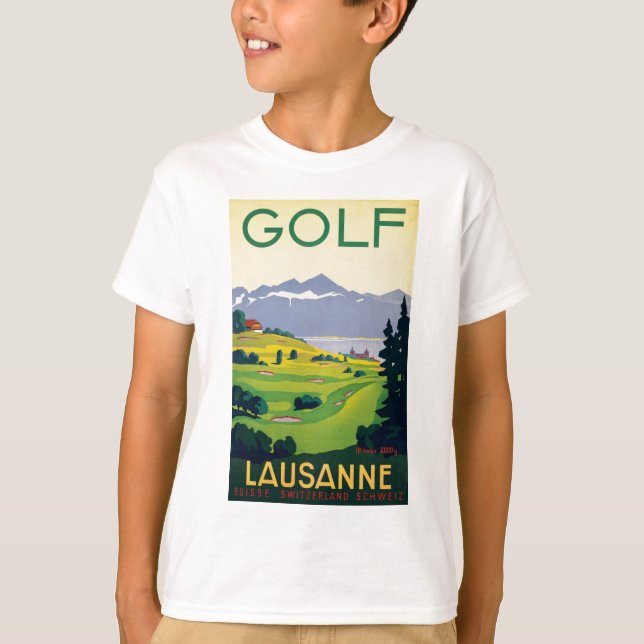 T-shirt Golf vintage Lausanne City Lac Suisse (Devant)