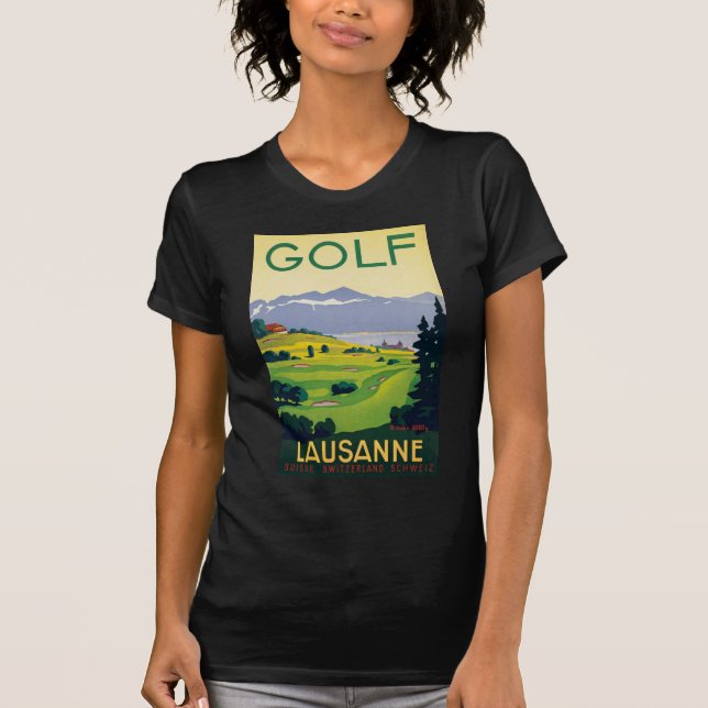 T-shirt Golf vintage Lausanne City Lac Suisse (Devant)