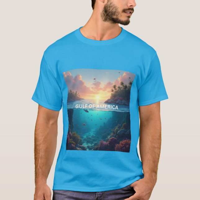 T-shirt Golfe d'Amérique lever de soleil et image sous-mar (Devant)