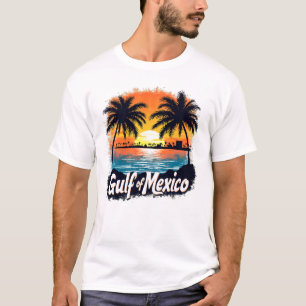 T-shirt Golfe du Mexique Coucher de soleil Silhouette Palm