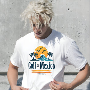 T-shirt Golfe du Mexique depuis 1672 Blanc tropical