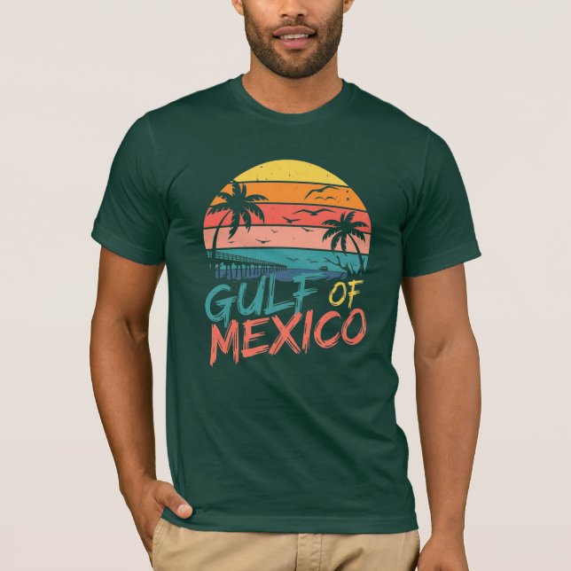 T-shirt Golfe du Mexique Tropical Retro Sunset Beach Vibes (Devant)