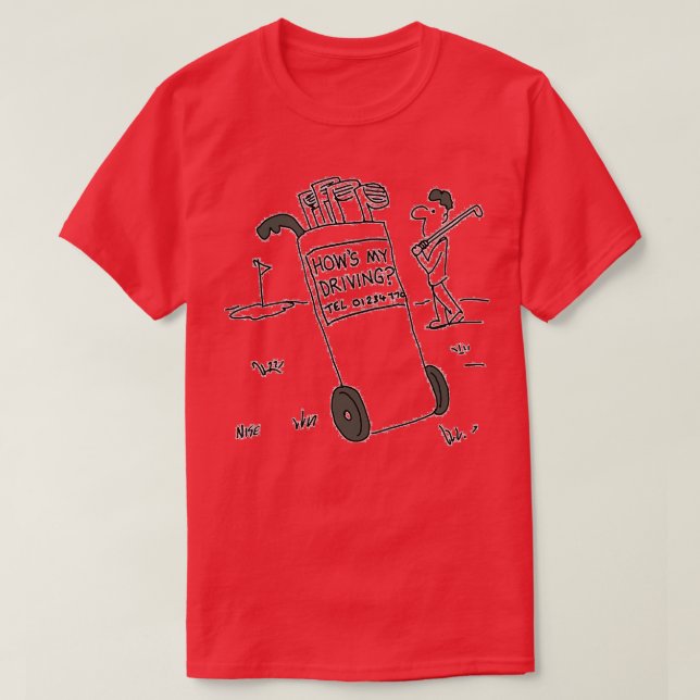 T-shirt Golfer avec Golf Trolley et signe que Lire Hows (Design devant)