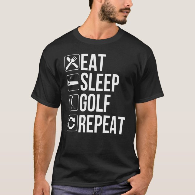 T-shirt Golfer Eat Sleep Golf Répéter (Devant)