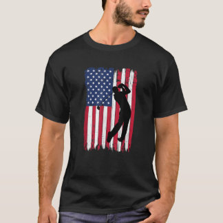 T-shirt Golfer Silhouette Drapeau américain USA Patriotiqu