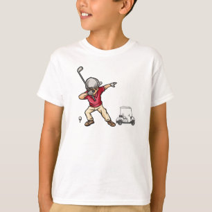 T-shirt Golfeur barbotant à côté de la voiturette de golf