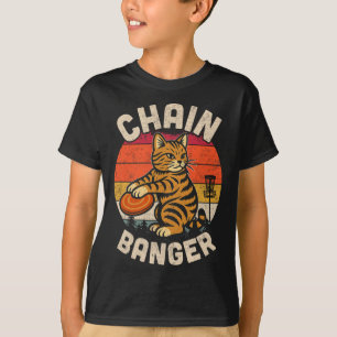 T-shirt Golfeur de Disque Rétro Vintage Chat Chaîne Nger D