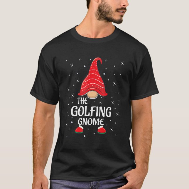 T-shirt Golfing Gnome Buffalo Plaid Matching Family Christ (Devant)