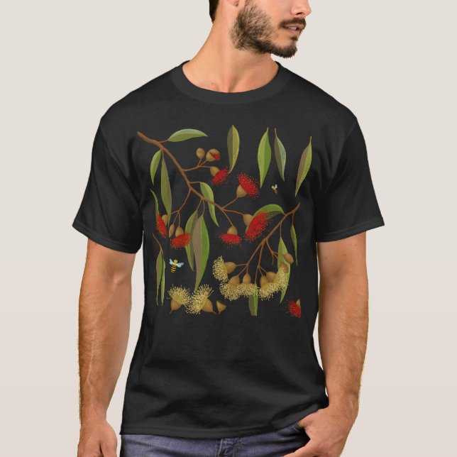 T-shirt Gomme Fleurit Et Abeilles (Devant)