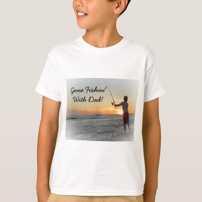 T-shirt Gone Fishin" avec Papa Kids Shirt (Devant)