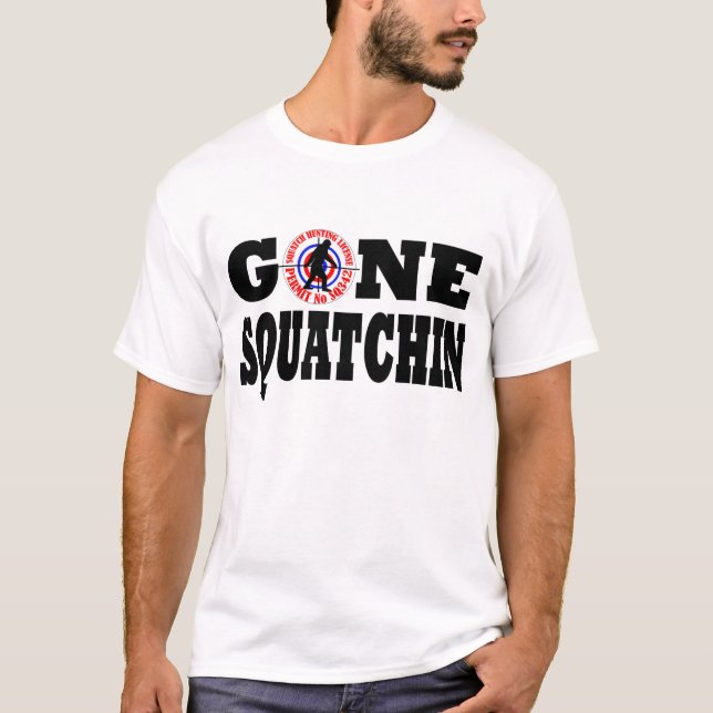 T-shirt Gone Squatching et permis de chasse (Devant)