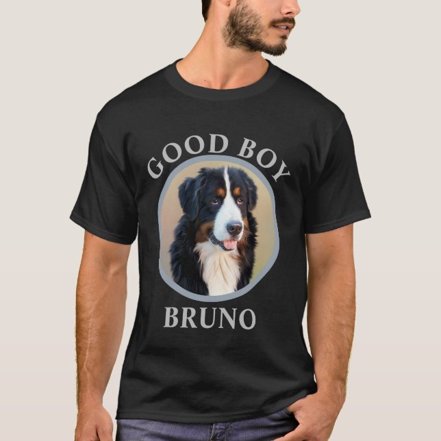 T-shirt Good boy chien ajouter photo texte art gris modern (Devant)