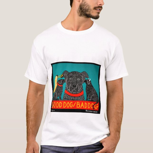 T-shirt Good Chien Bad Chien - Stephen Huneck (Devant)