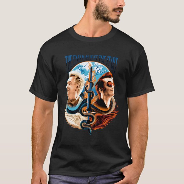T-shirt Good Omens - La Fin Était Juste Le Début (Devant)
