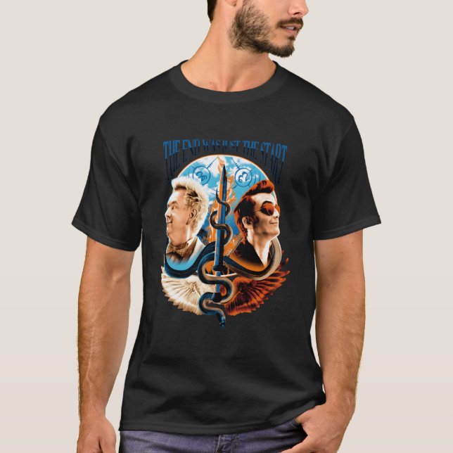 T-shirt Good Omens - La Fin Était Juste Le Début (Devant)