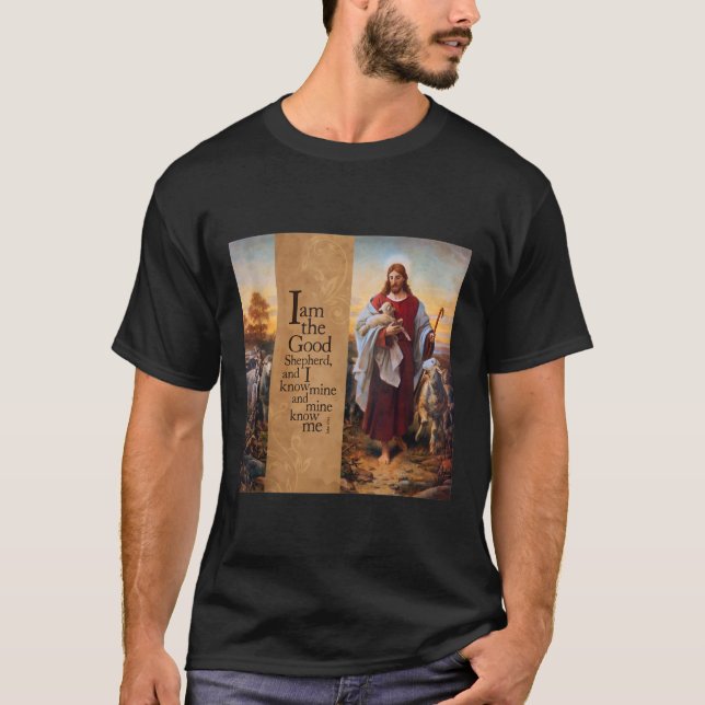 T-shirt Good Shepherd Art Painting John 10 Plockhorst Jesu (Devant)