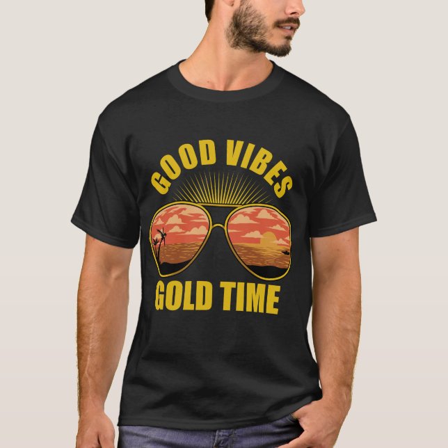 T-shirt Good Vibes Gold Time Sunset (Devant)