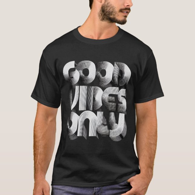 T-shirt Good Vibes Only – Retro 3D Line Typography (Devant)