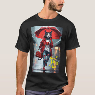 T-shirt Good Vibes seulement : Chat dans la pluie