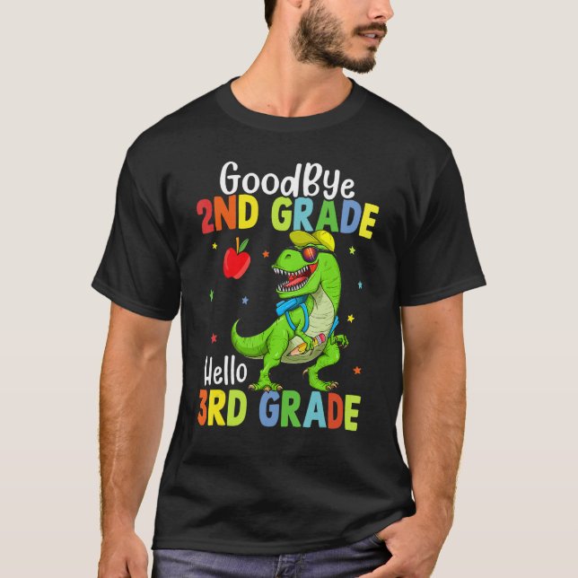 T-shirt Goodbye 2nd Grade Hello 3rd Grade Dinosaur Kids Bo (Devant)