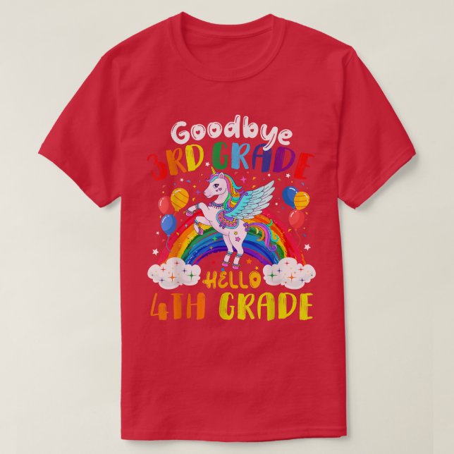 T-shirt Goodbye 3rd Grade Hello 4th Grade Unicorn Teacher  (Design devant)