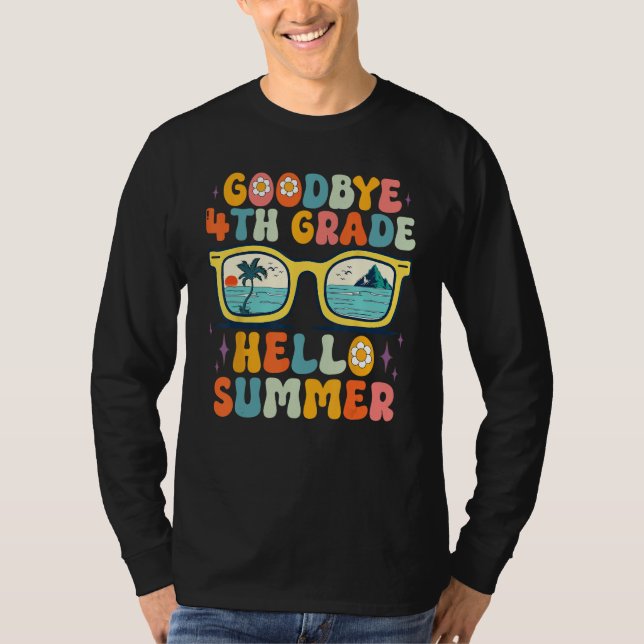 T-shirt Goodbye 4th Grade Hello Summer Groovy Teacher Girl (Devant)