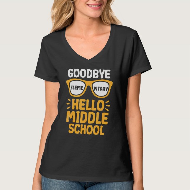 T-shirt Goodbye Élémentaire Bonjour Enseignant du collège  (Devant)