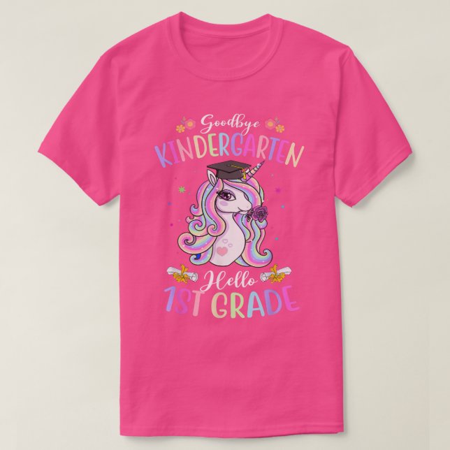 T-shirt Goodbye Kindergarten Hello 1ère année Unicorn Grad (Design devant)