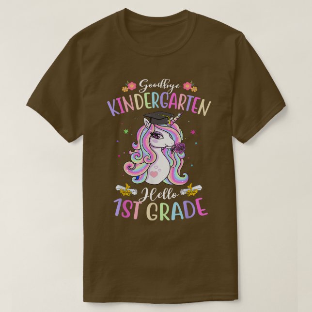 T-shirt Goodbye Kindergarten Hello 1ère année Unicorn Grad (Design devant)